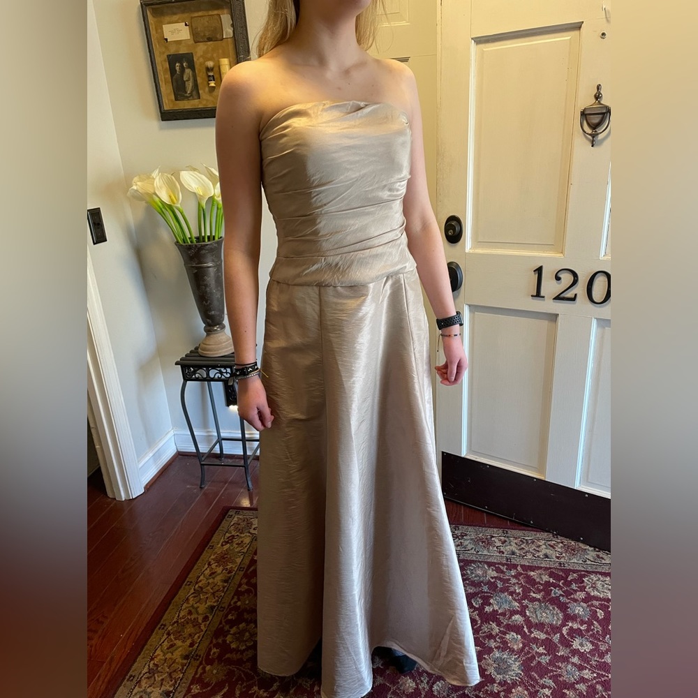 Bill Levkoff strapless champagne dress